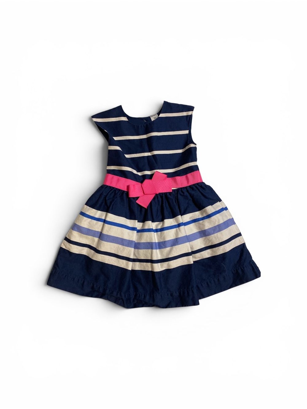 Carter's Navy Striped Dress with Hot Pink Bow 3T